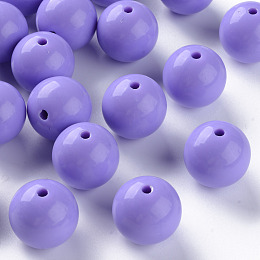 Honeyhandy Opaque Acrylic Beads, Round, Medium Purple, 20x19mm, Hole: 3mm, about 111pcs/500g