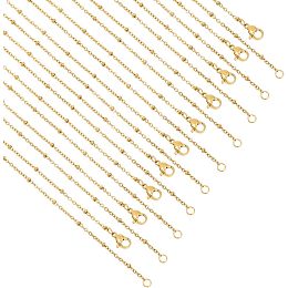 NBEADS 10 Pcs 304 Stainless Steel Satellite Chain Necklaces, 17.7 inch(45cm) Long Golden Jewelry Making Chains Link Cable Chains with Lobster Clasp for Women Jewelry Making