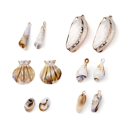 Honeyhandy Acrylic Pendants, Imitation Gemstone Style, Spiral Shell Shape, Floral White, 60pcs/set