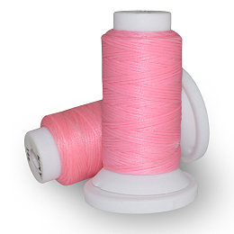 Honeyhandy Flat Waxed Polyester Cord, for Leather Sewing Stitching, Flamingo, 0.8mm, about 54.68 yards(50m)/roll