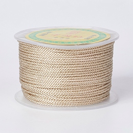 Honeyhandy Round Polyester Cords, Milan Cords/Twisted Cords, Wheat, 1.5~2mm, 50yards/roll(150 feet/roll)