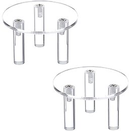 FINGERINSPIRE 2 Sets Clear Acrylic Jewelry Display Base Rings Holder Round Base Jewelry Organizer Decorative Display Pedestals Figure Models Jewelry Display Stands for Rings Earrings