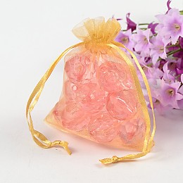 Honeyhandy Organza Gift Bags with Drawstring, Jewelry Pouches, Wedding Party Christmas Favor Gift Bags, Goldenrod, 7x5cm