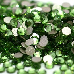 Honeyhandy Glass Flat Back Rhinestone, Grade A, Back Plated, Faceted, Half Round, Peridot, 3.8~4mm, about 1440pcs/bag