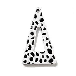 Honeyhandy Printed Acrylic Pendants, Triangle with Spot Pattern, Black, 33x19.5x2mm, Hole: 1.5mm