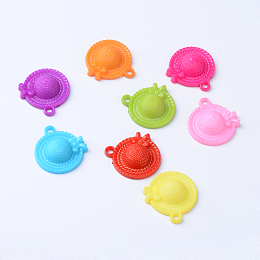 Honeyhandy Opaque Acrylic Pendants, Hat, Mixed Color, 31x28.5x9mm, Hole: 3mm, about 200pcs/500g