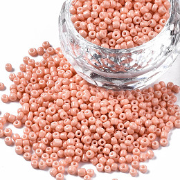 Arricraft Glass Seed Beads, Baking Paint, Round Hole, Round, Light Salmon, 2~3x1.5~2mm, Hole: 0.8mm, about 450g/Pound