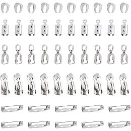 Arricraft 50 Pcs Jewelry Making Kit, Includes Fold Over Cord Ends, Ice Pick Pinch Bails, Snap on Bails, Pin Brooch Back Bar Findings and Clip-On Earrings Findings for Making Jewelry, 10 Pcs/Style