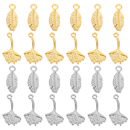 DICOSMETIC 24Pcs 2 Styles Leaf Charms Stainless Steel Ginkgo Leaf Charms Leaf Shape Pendants Golden Tree Leaves Texture Pendants for DIY Bracelet Necklace Jewelry Making, Hole: 1.8~2mm