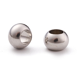 Honeyhandy 304 Stainless Steel Rondelle Beads, Large Hole Beads, Stainless Steel Color, 8x6mm, Hole: 4mm