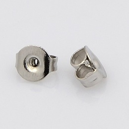 Honeyhandy 304 Stainless Steel Ear Nuts, Earring Backs, Stainless Steel Color, 5~5.5x4~4.5x2.5~3mm, Hole: 1mm