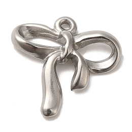 Honeyhandy Non-Tarnish 304 Stainless Steel Pendants, Bowknot Charms, Stainless Steel Color, 19x19x3mm, Hole: 1.2mm