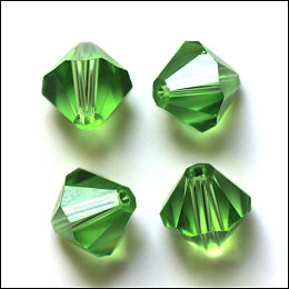 Honeyhandy Imitation Austrian Crystal Beads, Grade AAA, Faceted, Bicone, Lime Green, 4x4mm, Hole: 0.7~0.9mm