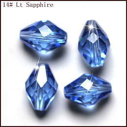 Honeyhandy Imitation Austrian Crystal Beads, Grade AAA, Faceted, Bicone, Light Sky Blue, 10x13mm, Hole: 0.9~1mm