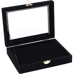 OLYCRAFT Velvet Pin Display Box Cabinet Brooch Collection Display Case with Clear Window Velvet Badges Display Box Disney, Hard Rock, Badges Collectible Pins and Medals - Black