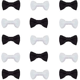 PandaHall Elite 120pcs Mini Bow Tie Bows Ribbon Bows 1" Grosgrain Ribbon Bowknots, White Black Mini Bow Ties Embellishment Woven Hair Bows for DIY Hair Clips, Pets Hair Bows