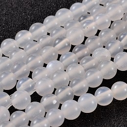 Honeyhandy Natural Agate Beads, Dyed, Round, White, Size: about 6mm in diameter, hole: 1mm, 63pcs/strand, 15.5 inch