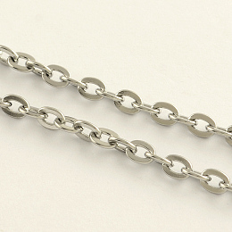 Honeyhandy 3.28 Feet 304 Stainless Steel Cable Chains, Unwelded, Flat Oval, Stainless Steel Color, 5.5x4x0.9mm