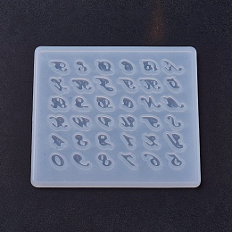 Honeyhandy Silicone Pendant Molds, Resin Casting Molds, For UV Resin, Epoxy Resin Jewelry Making, Number & Letter, White, 80x90x4mm