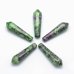 Honeyhandy Natural Ruby in Zoisite Pointed Beads, Bullet, Undrilled/No Hole Beads, 30.5x9x8mm