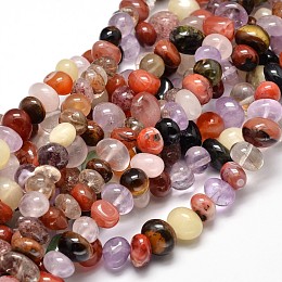 Honeyhandy Mixed Natural Gemstone Nuggets Bead Strands, Tumbled Stone, 6~10x9~12x8~10mm, Hole: 1mm, about 15.3 inch~15.7 inch