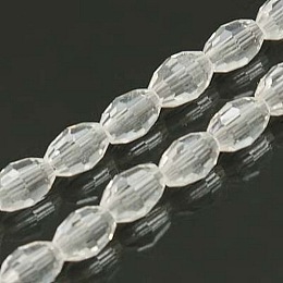 Honeyhandy Faceted Glass Beads Strands, Oval, Clear, 6x4mm, Hole: 1mm, about 65~70pcs/strand, 14.96 inch~15.16 inch(38~38.5cm)