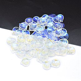 Honeyhandy Glass Charms, Petal, Clear, 15x13.5x4mm, Hole: 1.2mm