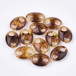 Honeyhandy Acrylic Links, Imitation Gemstone, Oval, Chocolate, 20x14x7mm, Hole: 5mm