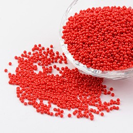 FGB 11/0 Baking Paint Glass Seed Spacer Beads, Orange Red, 2x1.5mm, Hole: 0.7mm. 3330pcs/bag.