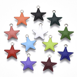 Honeyhandy 201 Stainless Steel Enamel Charms, Star, Stainless Steel Color, Mixed Color, 14.5x12.5x2mm, Hole: 1.5mm