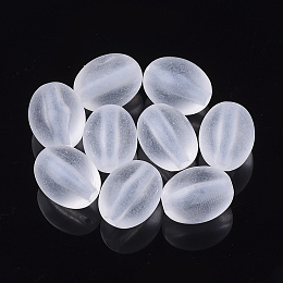 Honeyhandy Transparent Acrylic Beads, Frosted, Oval, WhiteSmoke, 13.5x11mm, Hole: 2mm