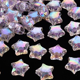 Honeyhandy Transparent Acrylic Beads, Bead in Bead, AB Color, Faceted, Star, Lilac, 14x15x8.5mm, Hole: 2mm, about 518pcs/500g