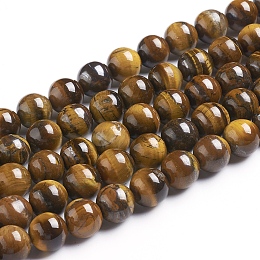 Honeyhandy Gemstone Beads, Round, Tiger Eye, Grade B, Colorful, 12mm, hole: about 1mm, 33pcs/strand