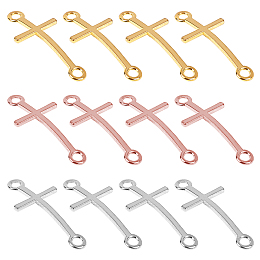 Alloy Links connectors, Sideways Cross, Mixed Color, 39x17x2mm, 20pcs/color, Total 60pcs/box