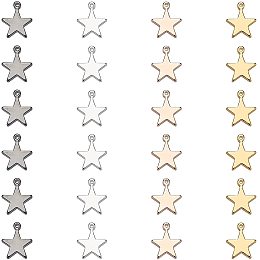 Brass Charms, Star, Mixed Color, 12x10mm, Hole: 1.2mm, 5 colors, 6pcs/color, 30pcs/box