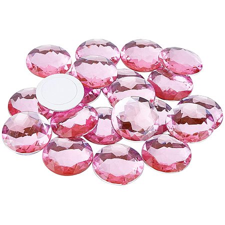 Self-Adhesive Acrylic Rhinestone Stickers, for DIY Decoration and Crafts, Faceted, Half Round, Pink, 30x6mm; 50pcs/box