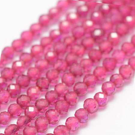 ARRICRAFT Synthetic Gemstone Beads Strands, Imitation Ruby, Faceted, Round, 2mm, Hole: 0.5mm, about 178pcs/strand, 15.3 inches(39cm)