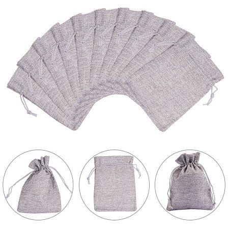 NBEADS 30Pcs Gray Burlap Bags with Drawstring Gift Bags Jewelry Pouch for Wedding Party, Arts & Crafts Projects, Presents, Snacks & Jewelry, Christmas(5.3 x 3.7 inch)