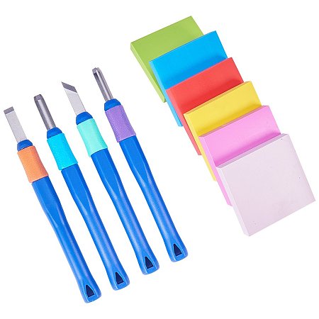 NBEADS 6 Pcs Rubber Stamp Carving Block with 4pcs Carving Chisels, Rubber Stamp Carving Kit for Scrapbooking, Postcards, Invitation Cards, DIY Project, Mixed Color