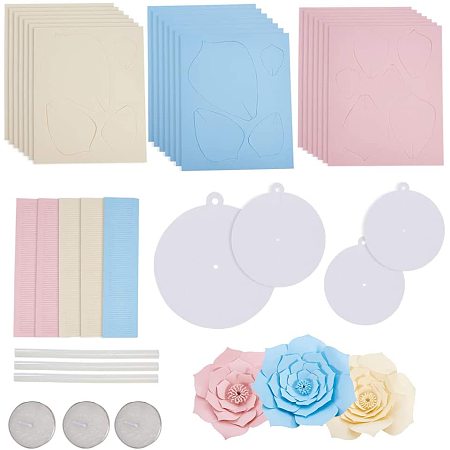 Arricraft 3 Packs 20/30/40cm Party Paper Flower Craft Making Kits for Wedding Venue, Birthday Party, Festival Decoration, Pink/Yellow/Blue