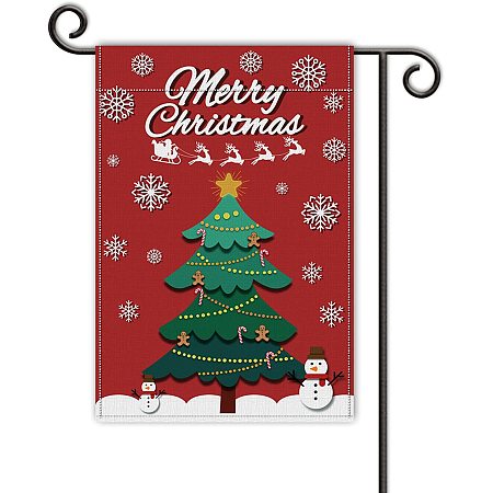 GLOBLELAND 12 x 18 Inch Merry Christmas Tree Garden Flags Vertical Double Sided Christmas Snowflake Flag for Lawn House Outdoor Decoration