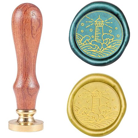 CRASPIRE Wax Seal Stamp Head Replacement Sea Wave Lighthouse 25mm Removable Sealing Brass Stamp Head Olny Vintage Sealing Wax for Letter Envelopes Invitations Cards Gift Decoration