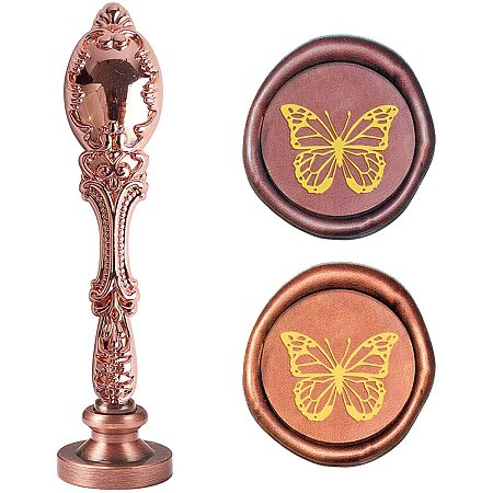 CRASPIRE Wax Seal Stamp Sealing Wax Stamps Butterfly Retro Alloy Stamp Wax Seal 25mm Removable Brass Seal Rose Alloy Handle for Envelopes Invitations Wedding Embellishment Bottle Decoration