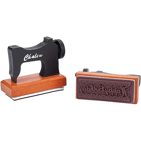 CRASPIRE Vintage Wooden Rubber Stamp Happy Birthday Series Sewing Machine Design Decorative Mounted Rubber Stamps for Card Making Crafting Letters Diary Scrapbooking Happy Birthday Themed- 6pcs