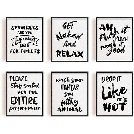 ARRICRAFT Home Decor Painting Bathroom Sign Canvas Wall Art Canvas Hanging Painting Canvas Art 7.9x9.8inch Canvas Printing Artwork Wall Decoration Painting for Bedroom Living Room 6pcs/Set