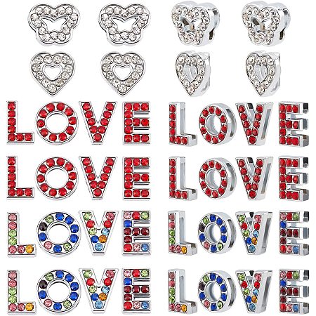 NBEADS 40 Pcs Rhinestone Sliders On Charms, Letter L.O.V.E /Butterfly /Heart Charms Rhinestone Alphabet Letter Charms for 8mm Bracelets Necklace Choker Wristbands Jewelry Making