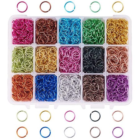 PH PandaHall 15 Color 8mm Open Jump Rings, 1950pcs Aluminum Jump Rings for Choker Necklaces Bracelet Chain Maille Chainmail Jewelry Making