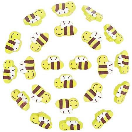 NBEADS 150pcs Bee Buttons, Wooden Bee Buttons Animal Painted Yellow Cartoon Buttons for Sewing Fasteners Scrapbooking and DIY Craft