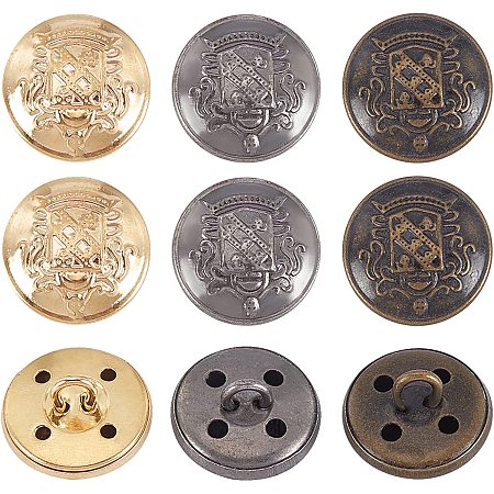 OLYCRAFT 18pcs Metal Blazer Button Set Crown Vintage Shank Buttons 14.5mm for Blazer, Suits, Coat, Uniform and Jacket - Antique Golden