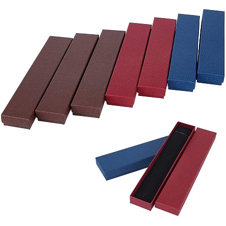 NBEADS 9 Pcs 3 Colors Cardboard Jewelry Box, Necklace Bracelet Paper Craft Box for Party Wedding Gift Packing, 21x4x2cm